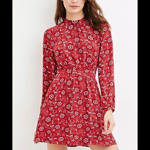 🌻RED FLORAL LONG SLEEVE DRESS🌻